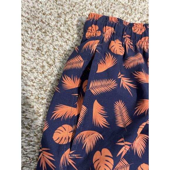 Mens BearBottom Swim Trunks Leaf Floral Blue Orange Size Medium 6" Inseam - Picture 5 of 10
